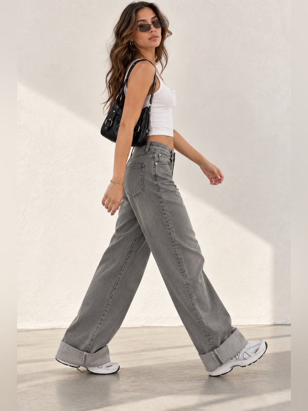 Anthropologie Pilcro High Rise Cuffed Wide Leg Jeans 29 Gray 90s Baggy Denim - Picture 11 of 11